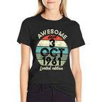 60 Year Old Birthday 3 October 1961 60th Birthday  Oversized Silhouette T-Shirt