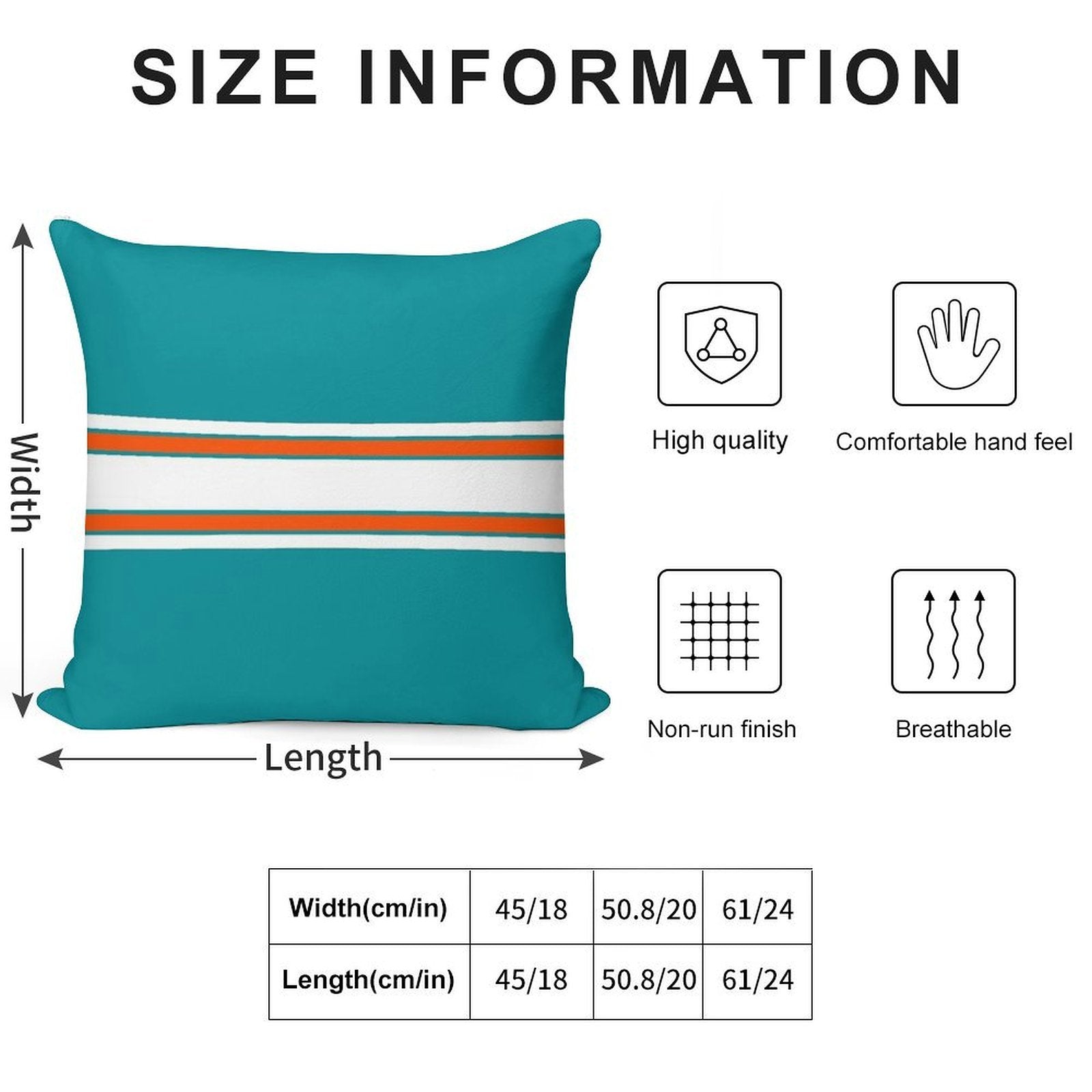 Miami Dolphins Pattern Soft Shrink-Resistant Throw Pillow