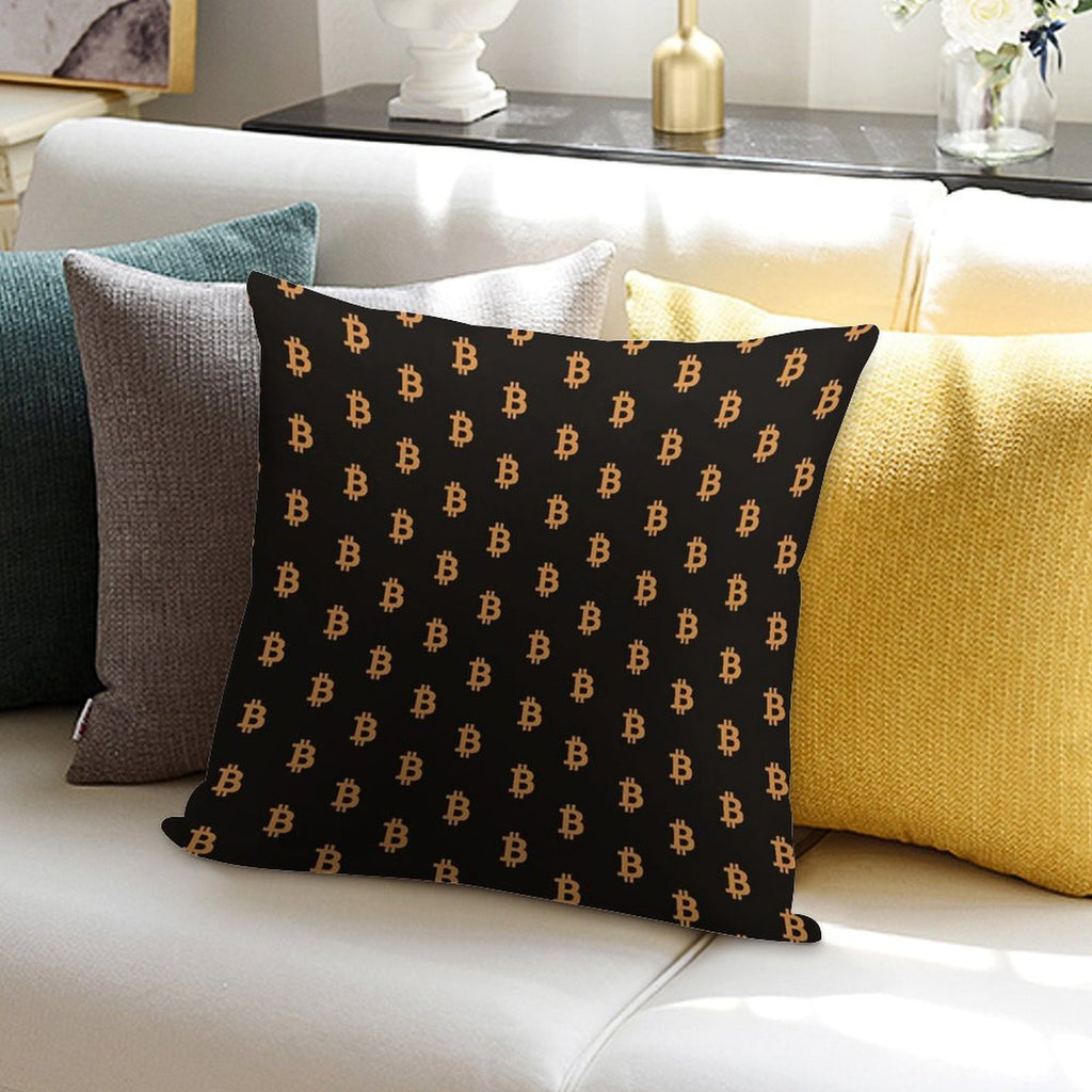 Bitcoin Logo Pattern Soft Decorative Cover Throw Pillow