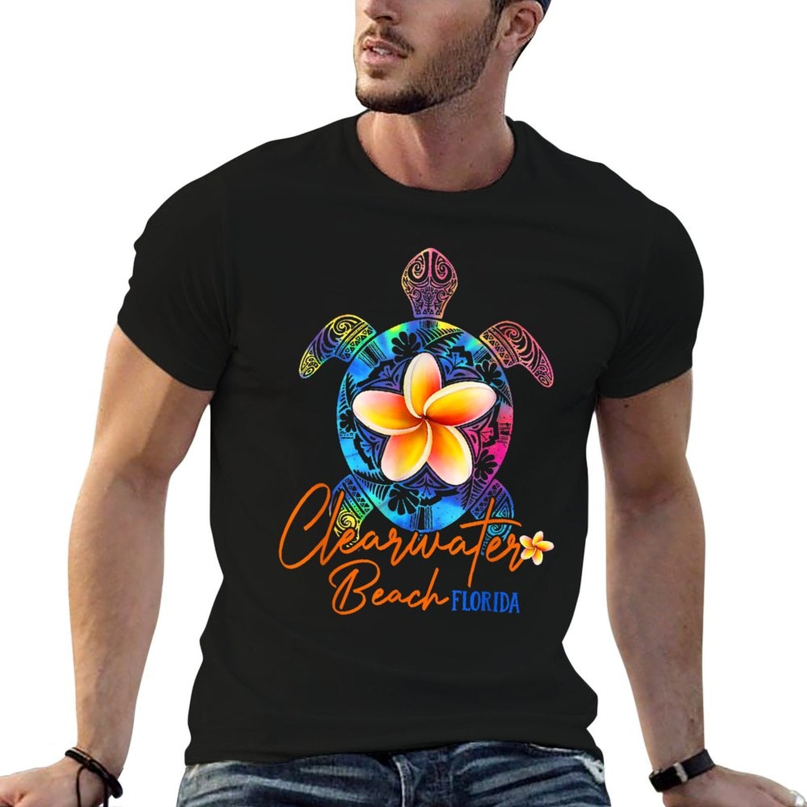 Clearwater Beach Florida Tie Dye Sea Turtle Vacation 2025 Comfortable T-Shirt