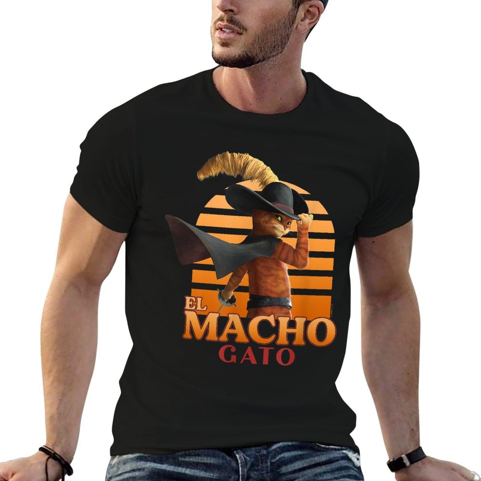 DreamWorks Puss In Boots The Last Wish El Macho Gato Logo  Cotton T-Shirt