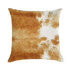 Golden Brown Cow Hide Soft Hidden Zipper Throw Pillow