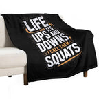 Fitness Gym Workout Weights Squat Plush Throw Blanket