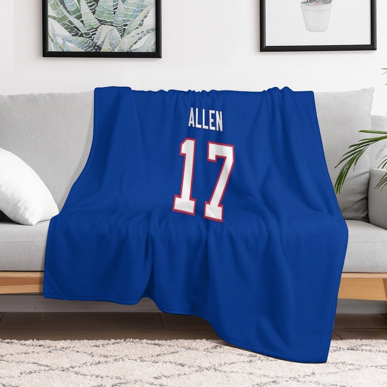 Josh Allen Buffalo Bills Jersey Number Premium Throw Blanket