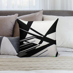 Abstract Geometric Black And White 77 Soft Short Plush Fabric Throw Pillow