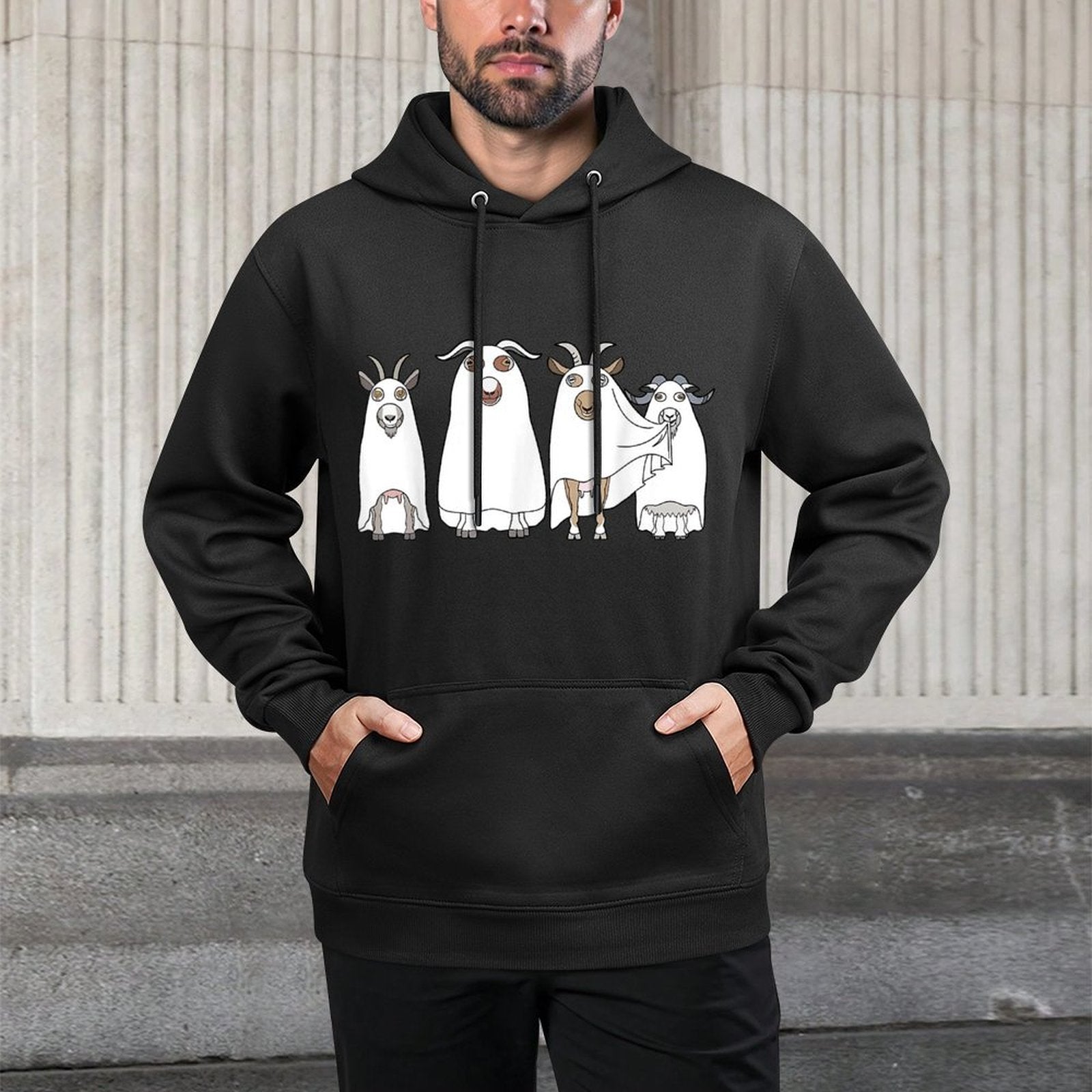 Goat Ghost Halloween Farmer Goat Lover Scary Spooky Season Versatile Streetwear Hoodie
