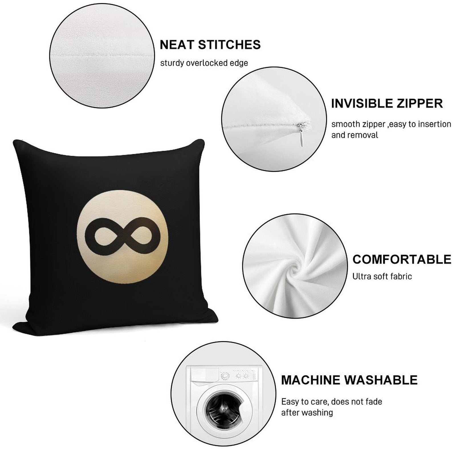 Infinity Ball Soft Easy Maintenance Throw Pillow