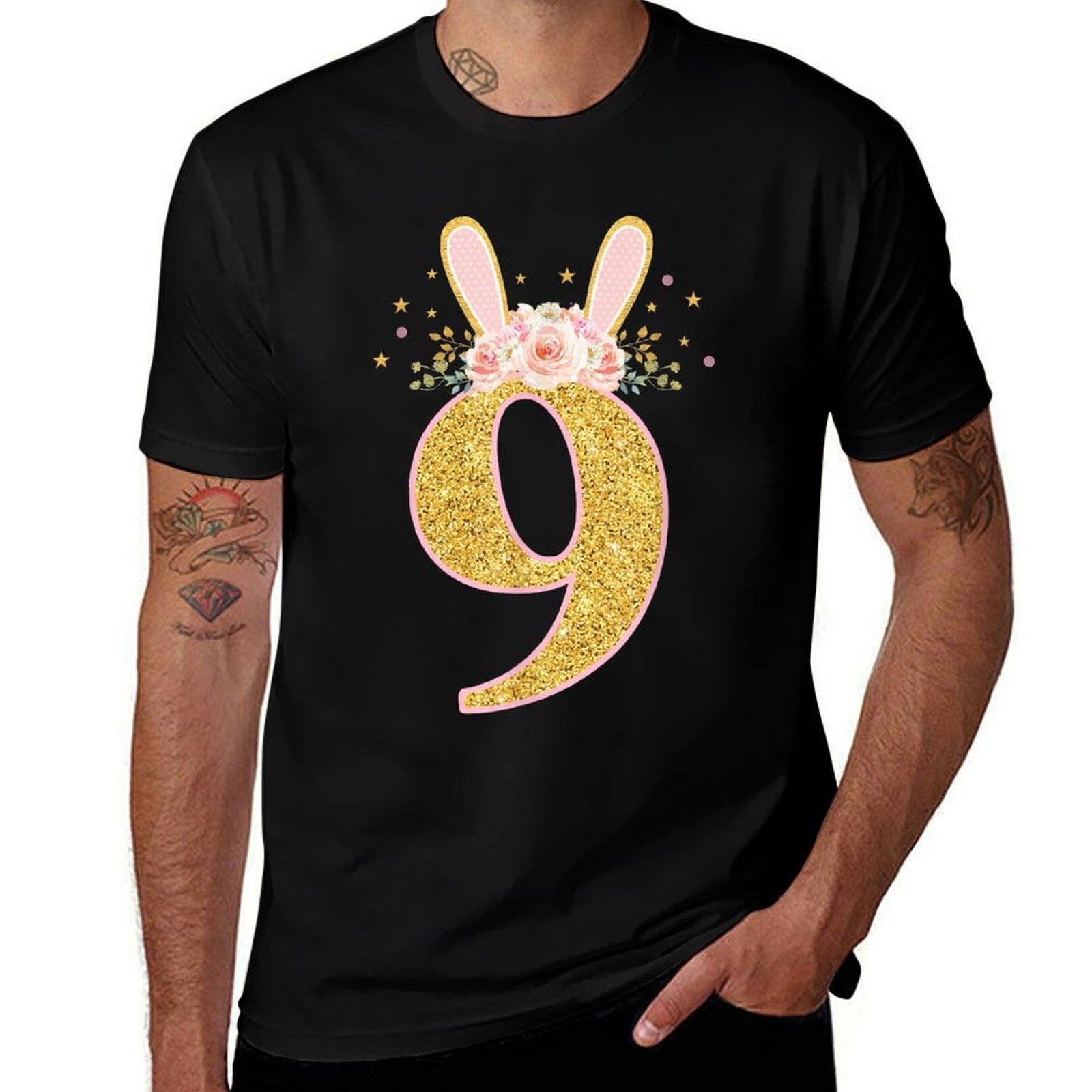 9th Birthday Rabbit Nine Year Old Sweet Baby Bunny Ears  Eco-friendly Material T-Shirt