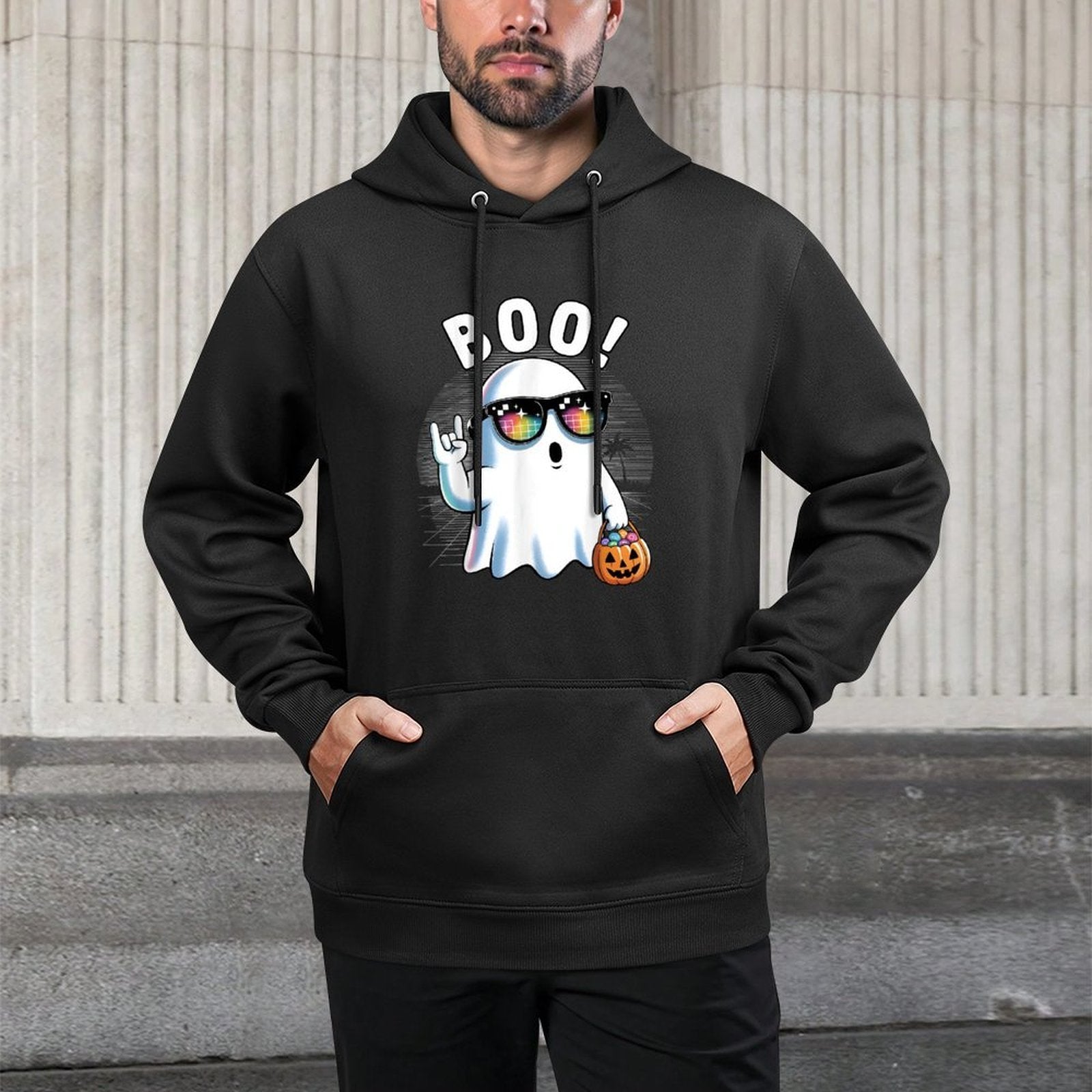 Halloween Costume Boo Ghost Rock Pumpkin Colorfast Hoodie
