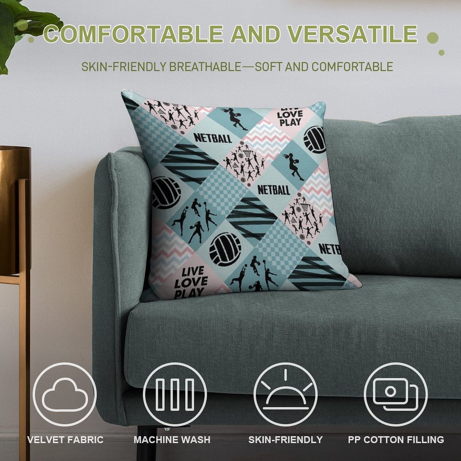 NETBALL PATTERN CROSS Soft Skin-Friendly Throw Pillow