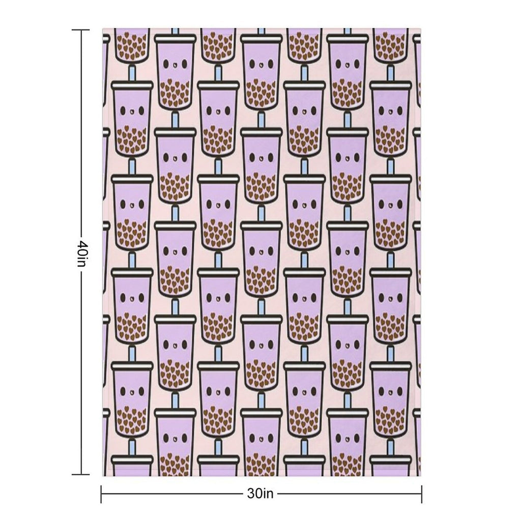 Cute Love Heart Bubble Tea Premium Throw Blanket