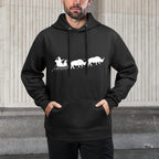 Santa Sleigh Rhinos Christmas Rhino Lovers X-Mas Kangaroo Pocket Hoodie