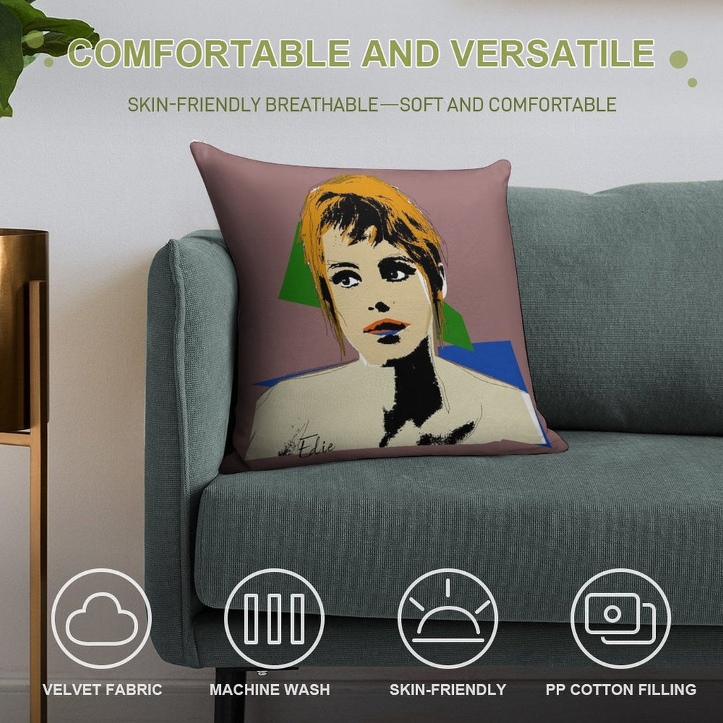 Edie Sedgwick Factory Girl Warhol Graphic Soft Easy Maintenance Throw Pillow