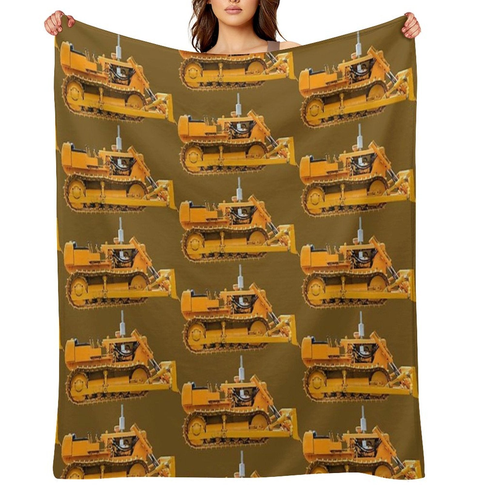Yellow Bulldozer Velvety-soft Throw Blanket