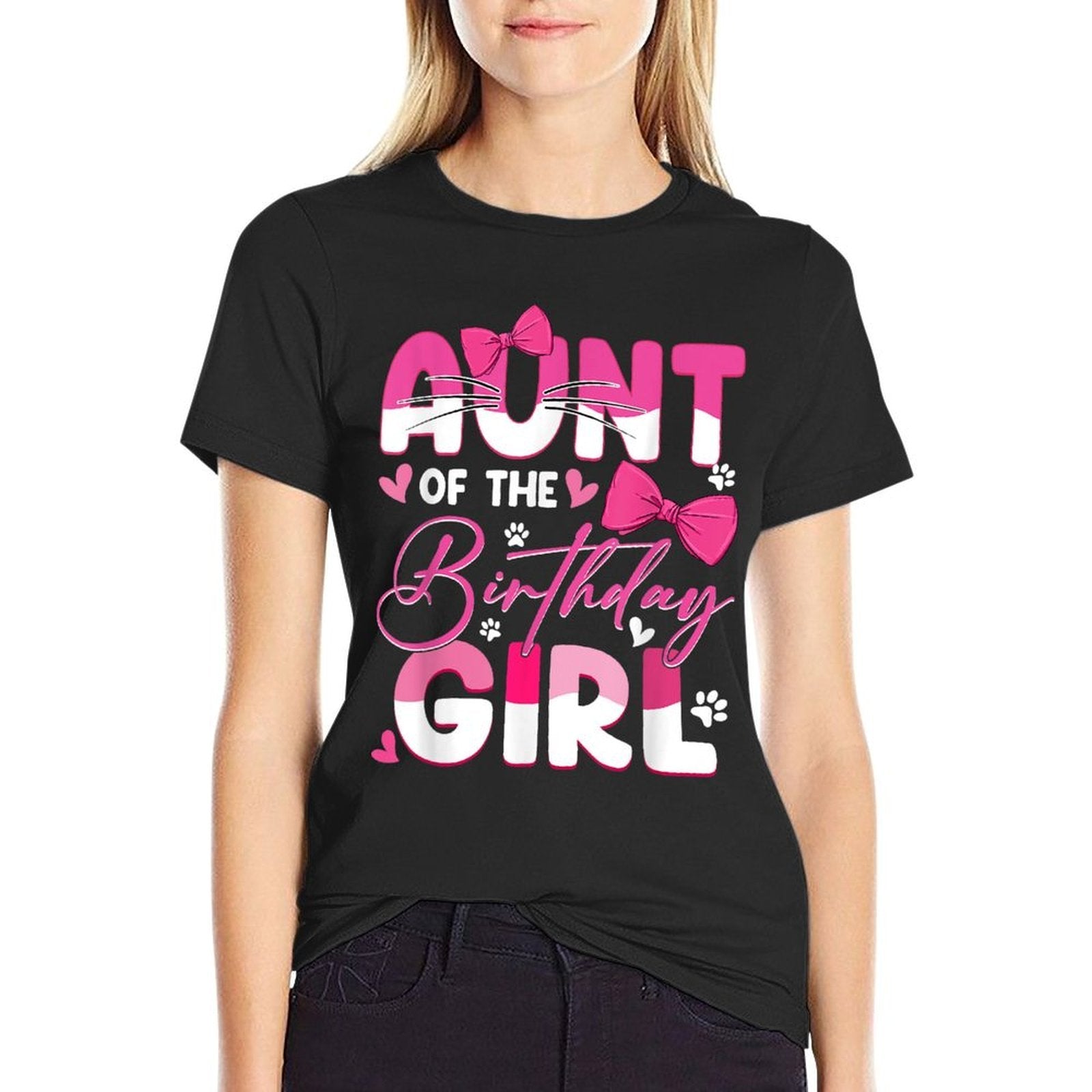 Aunt Of The Birthday Girl Cat Kitty Family Matching  Breathable T-Shirt