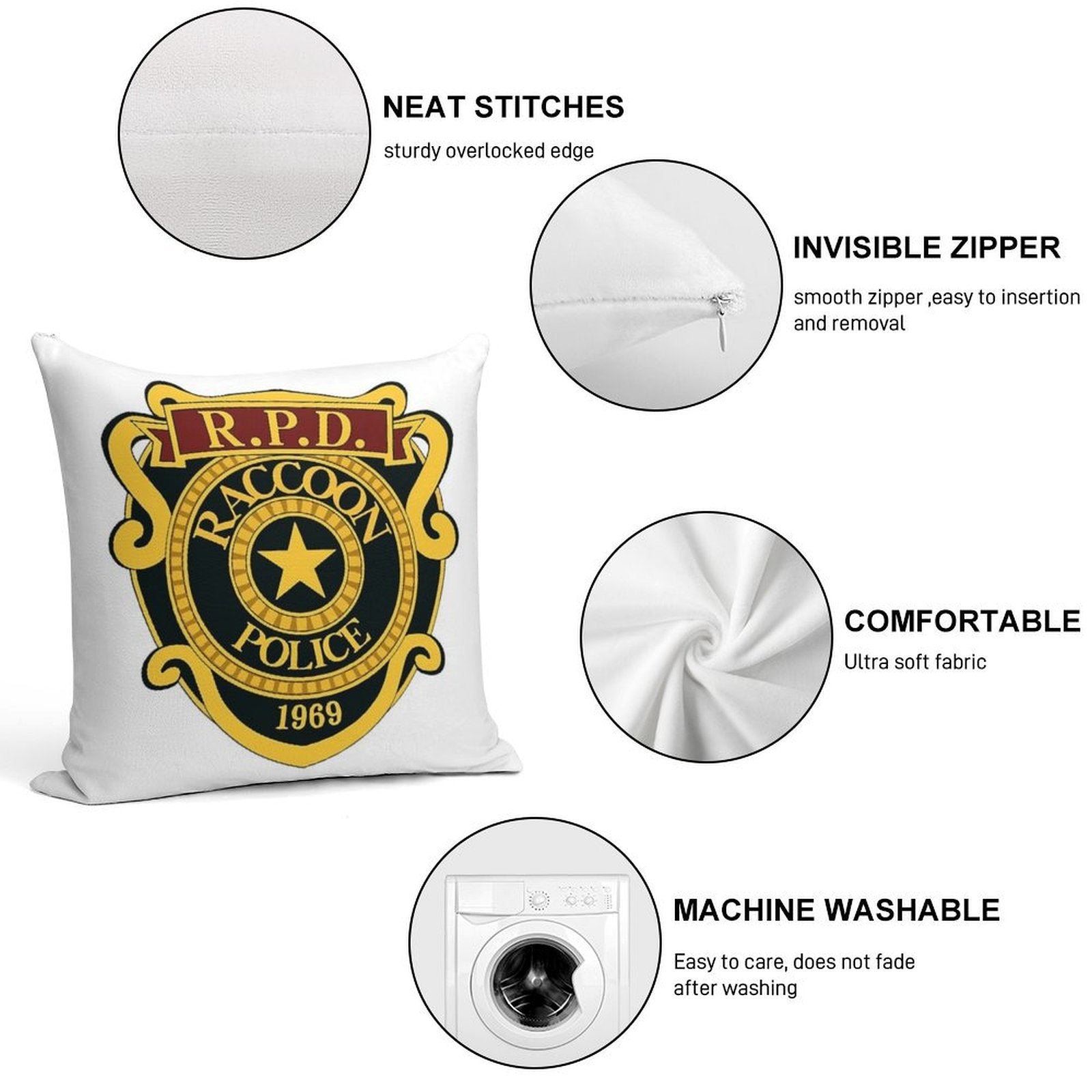 Resident Evil RPD Remake Logo Soft Home Decor Throw Pillow