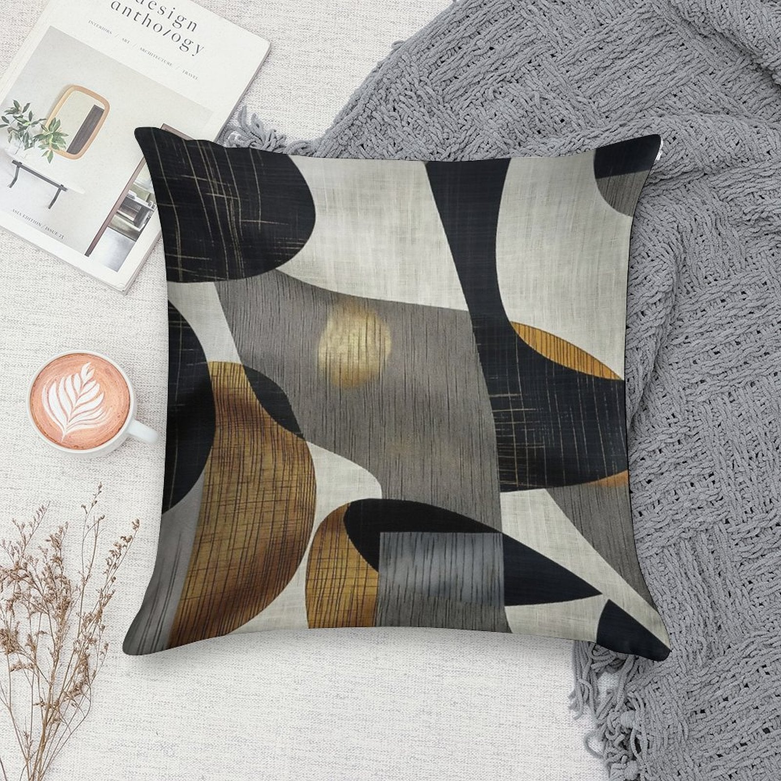 Abstract Geometric Art Soft Short Plush Fabric Throw Pillow