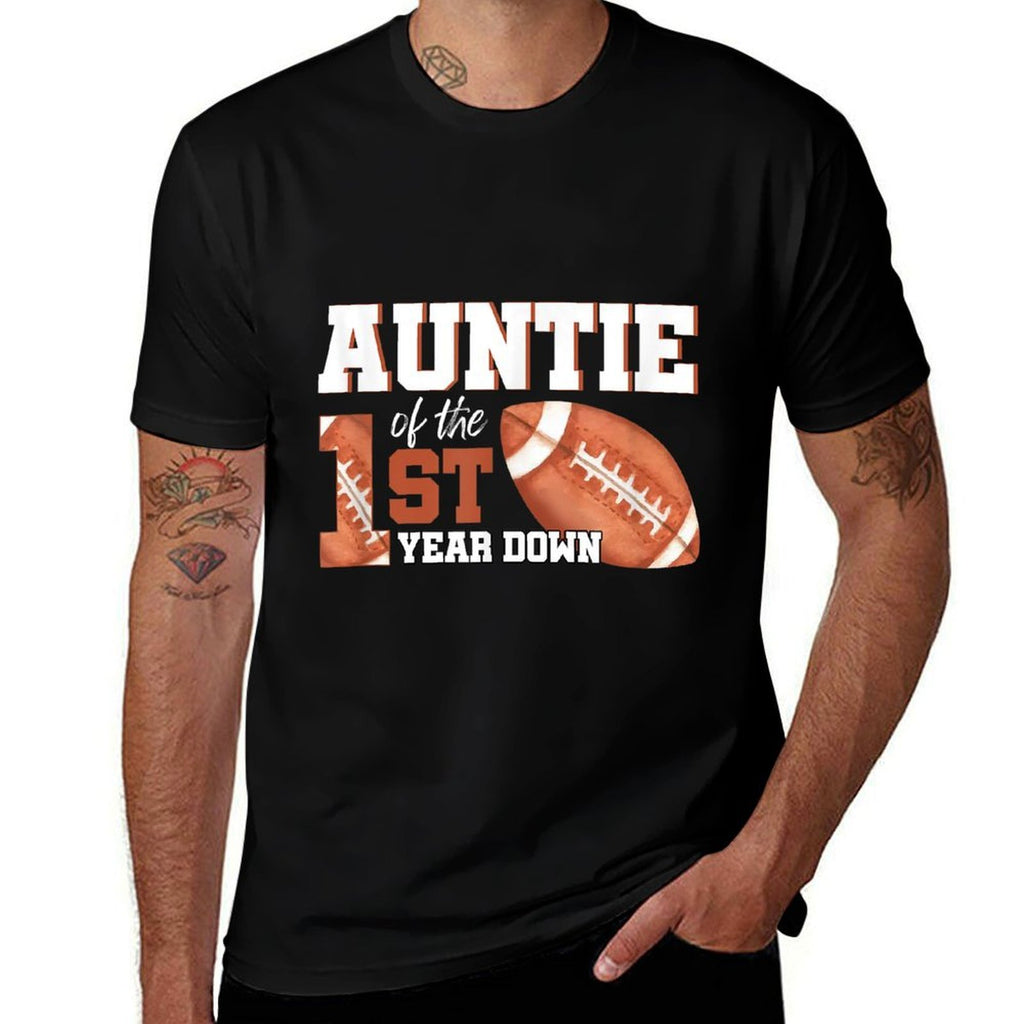 Auntie Of The 1 Year Old Birthday Football 1st Year Down  Lightweight T-Shirt