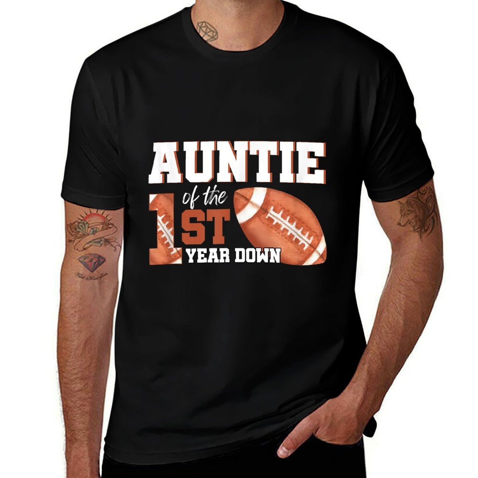Auntie Of The 1 Year Old Birthday Football 1st Year Down  Lightweight T-Shirt