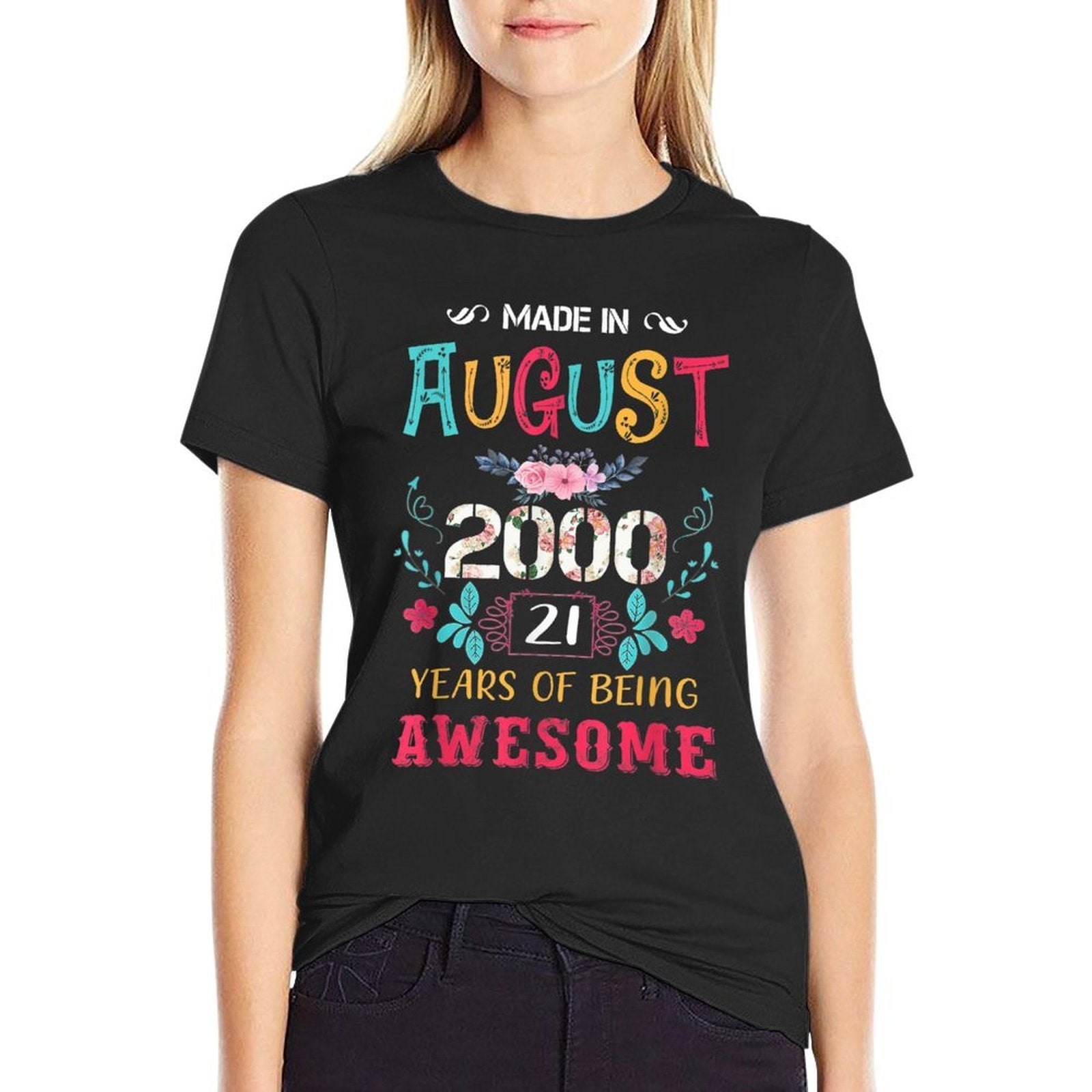 Funny Awesome August 2000 Vintage 21st Birthday  Wrinkle-resistant T-Shirt