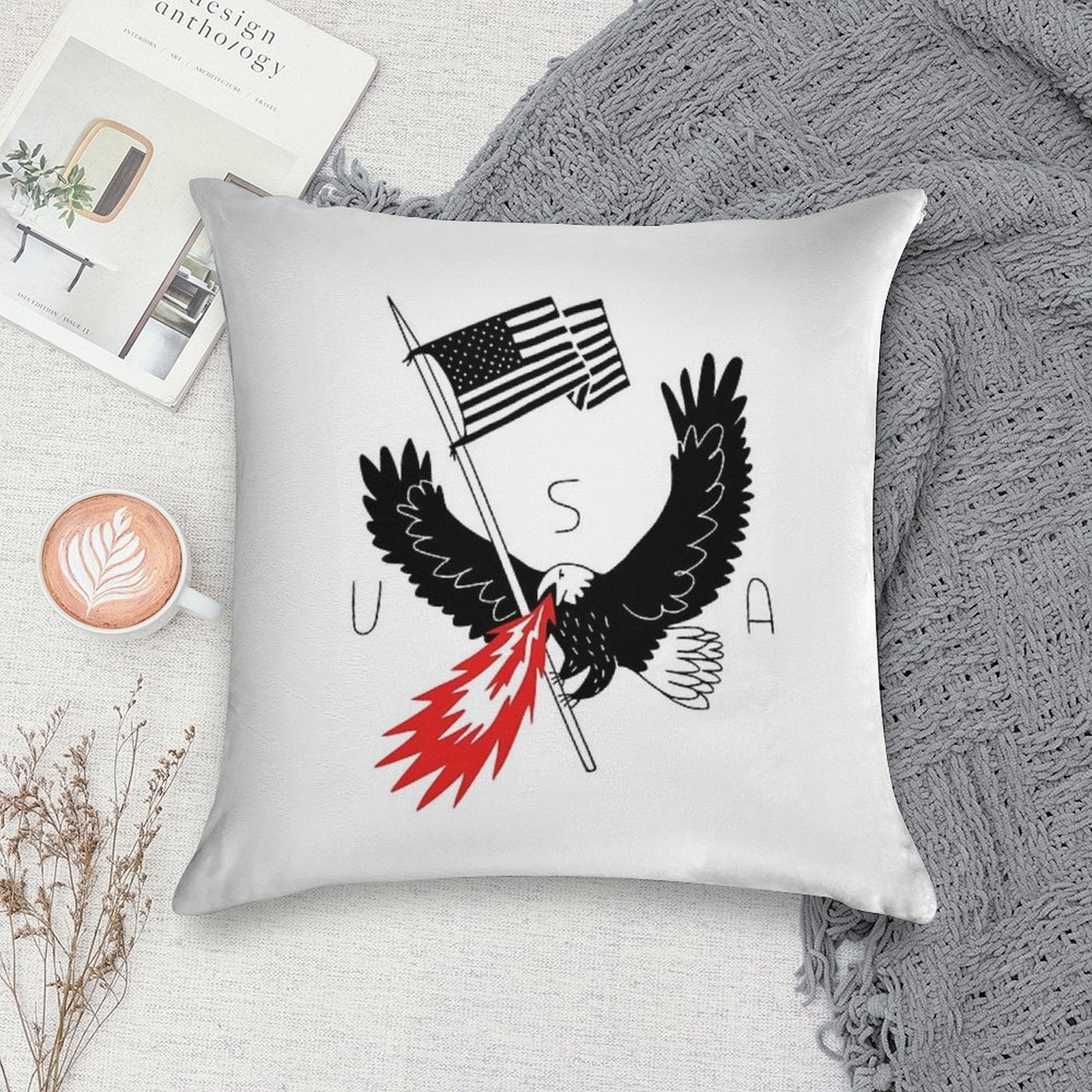 FIRE BREATHING BALD EAGLE OF PATRIOTISM Soft Gift Ready Throw Pillow