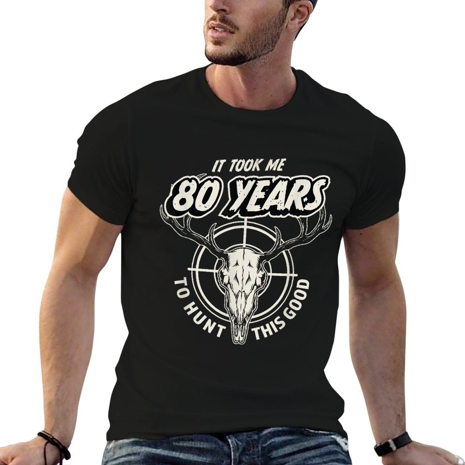Hunting Gift for 80 Year Old Mens 80th Birthday  Moisture-wicking T-Shirt