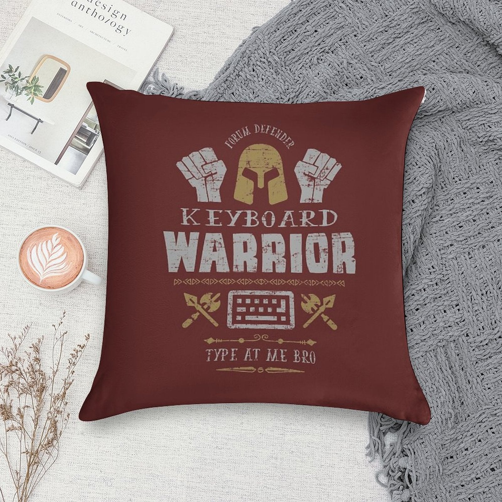 Keyboard Warrior Soft Reinforced Edging Throw Pillow