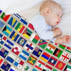 Flags of The World All Countries Nations  - Beige Compact Throw Blanket