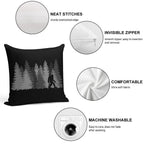 Bigfoot Silhouette In The Forest Wilderness Soft Decorative Cover Throw Pillow