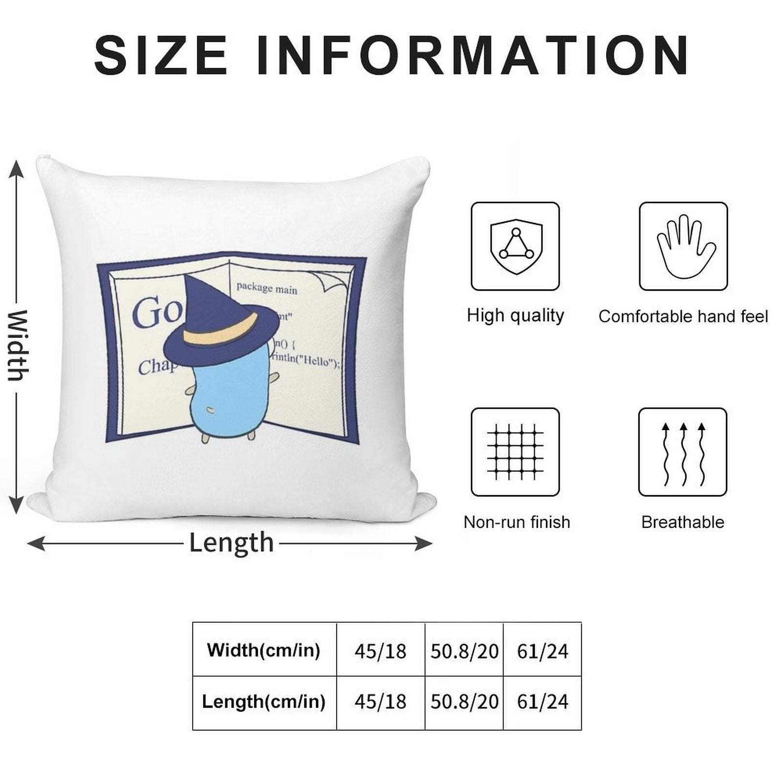 The Go Gopher Witch Learning Go Soft Reinforced Edging Throw Pillow