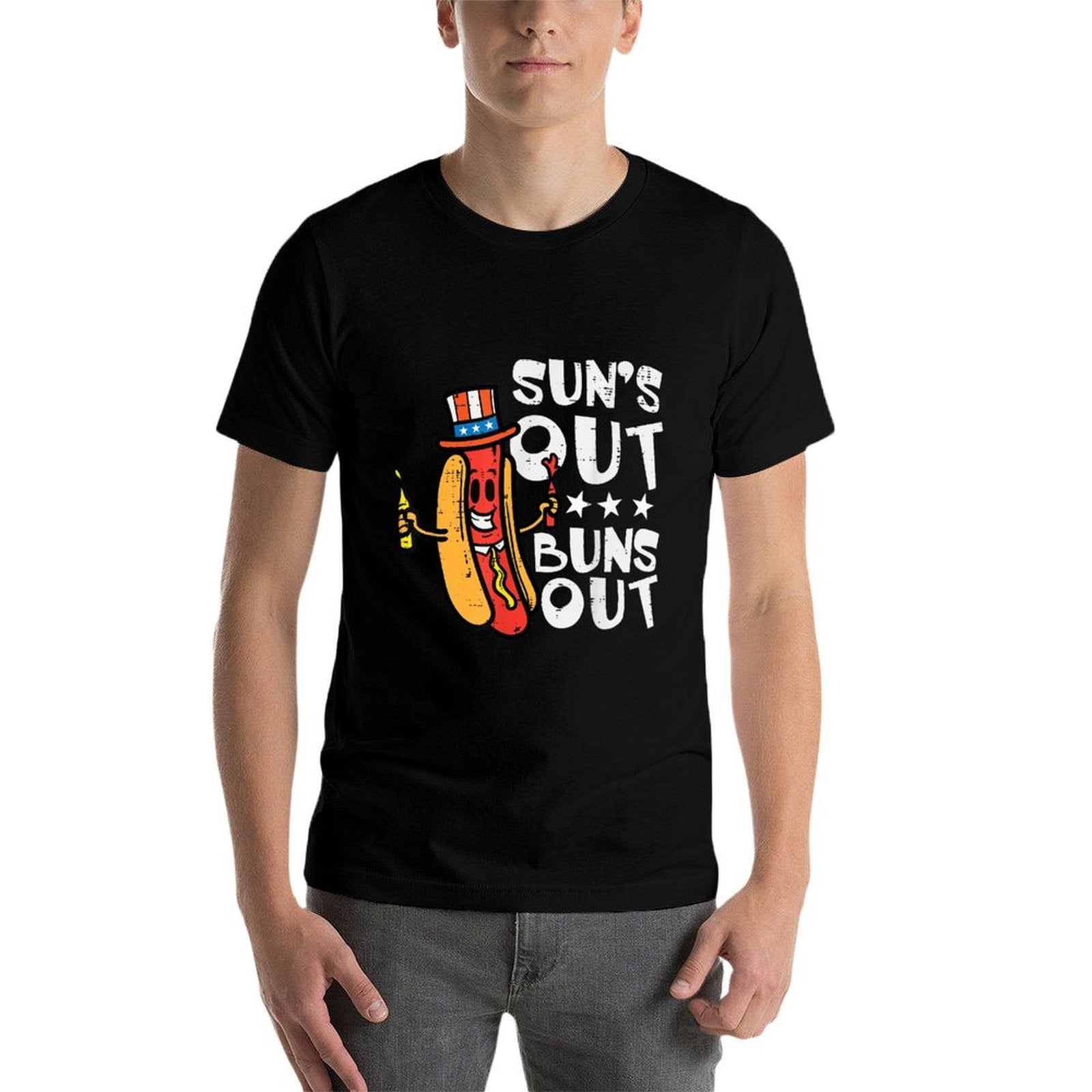 4th July Suns Out Buns Out Hotdog Patriotic Men Women Kids  Quick-drying T-Shirt