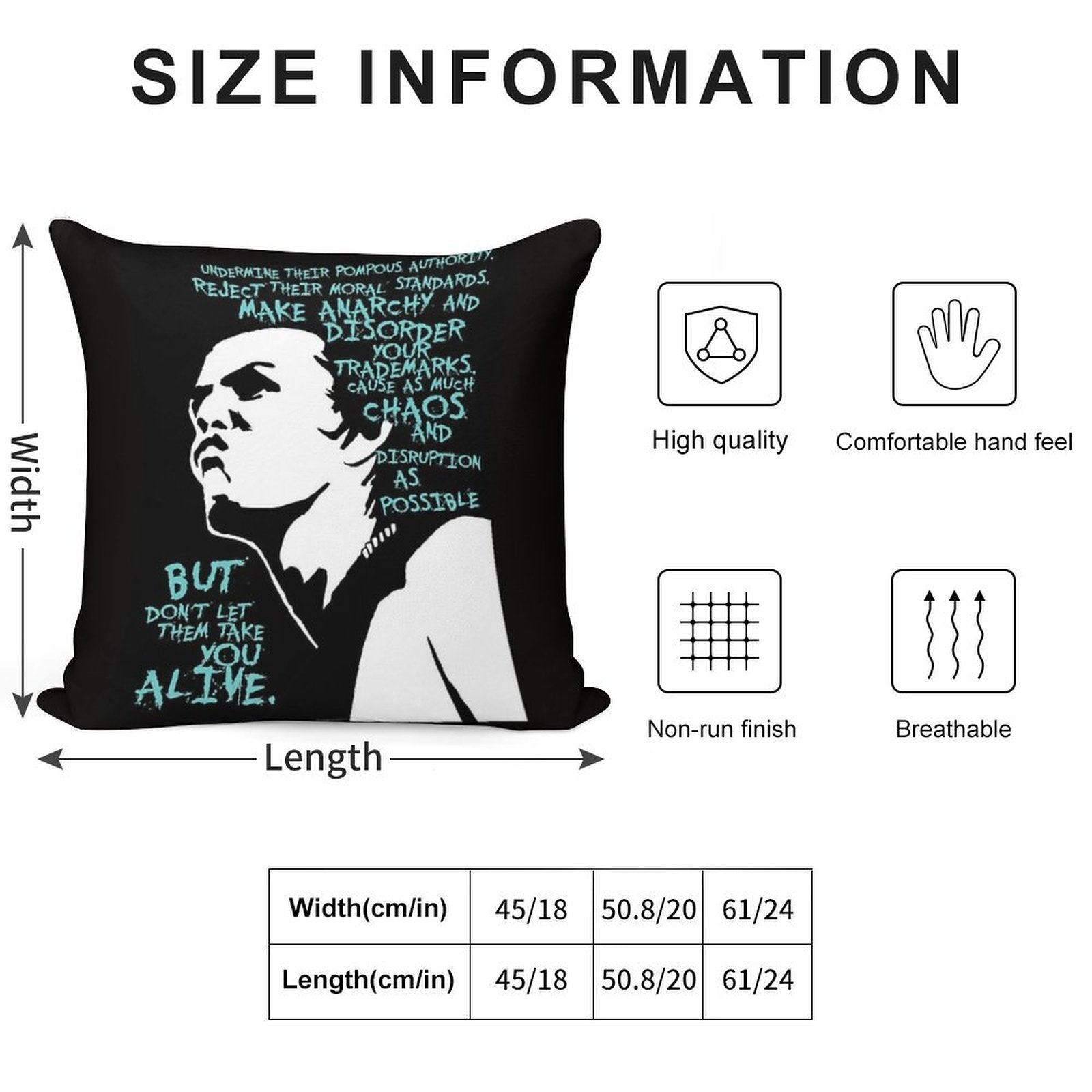 Sid Vicious Dead Or Alive Soft Reinforced Edging Throw Pillow