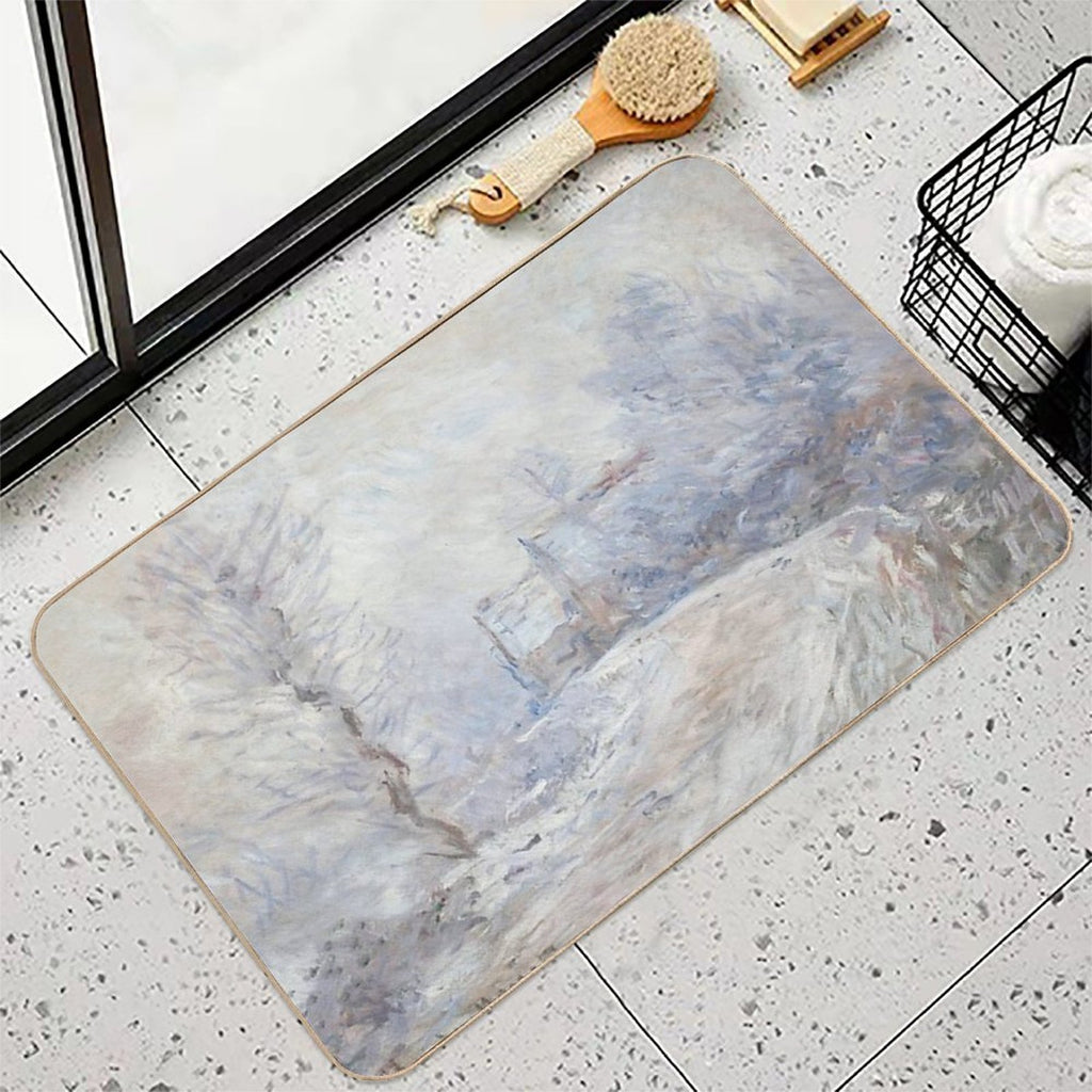 70.The Entrance to Giverny Under The Snow, by Oscar-Claude Monet  Pet-Safe Bath Mat