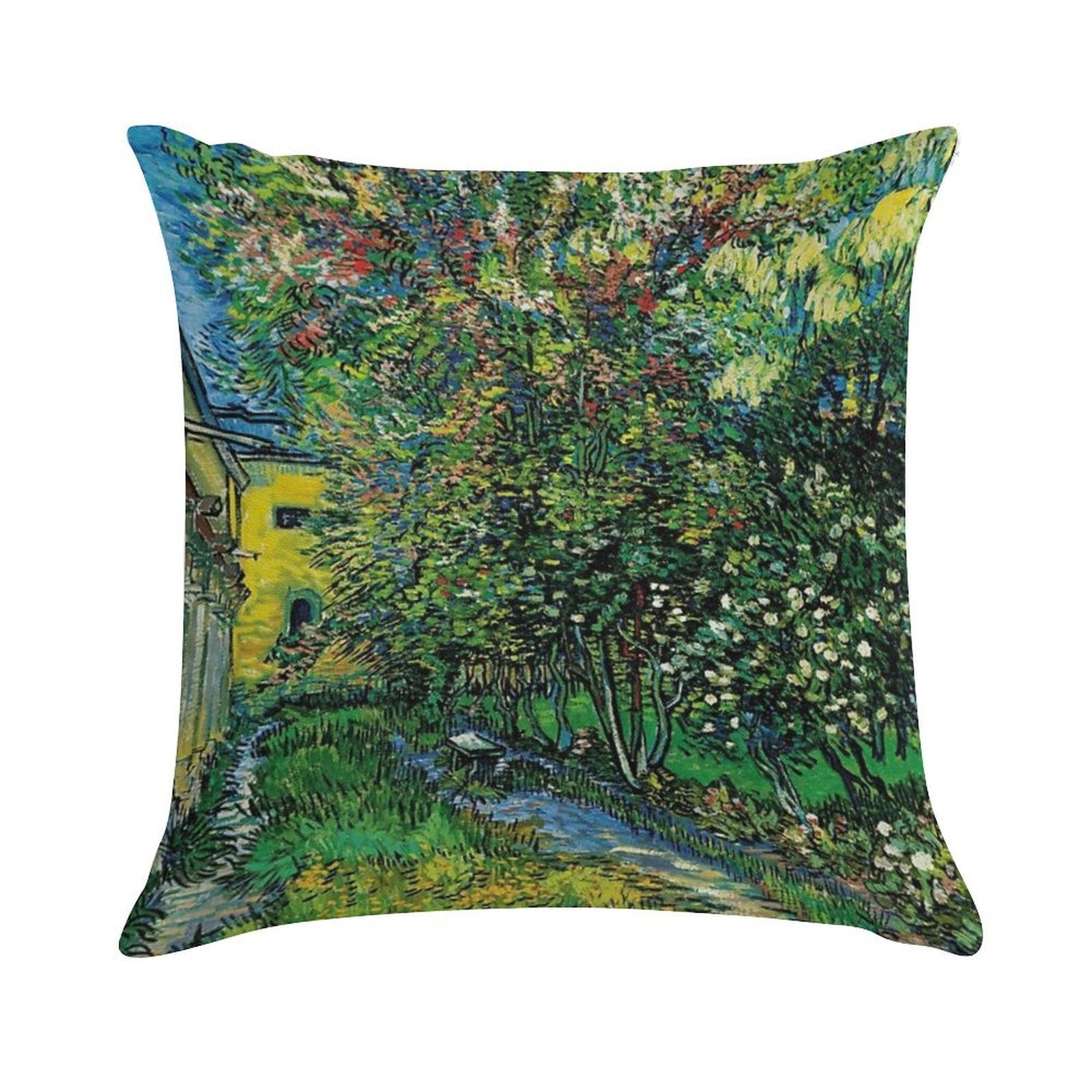 Vincent Van Gogh The Garden of The Asylum at Saint Remy Saint-Rémy Soft Reinforced Edging Throw Pillow