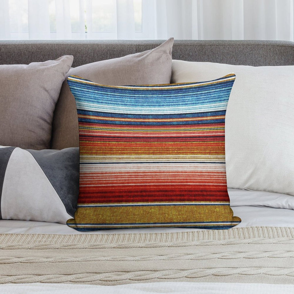Serape Stripe - Orange And Blue Soft Home Decor Throw Pillow