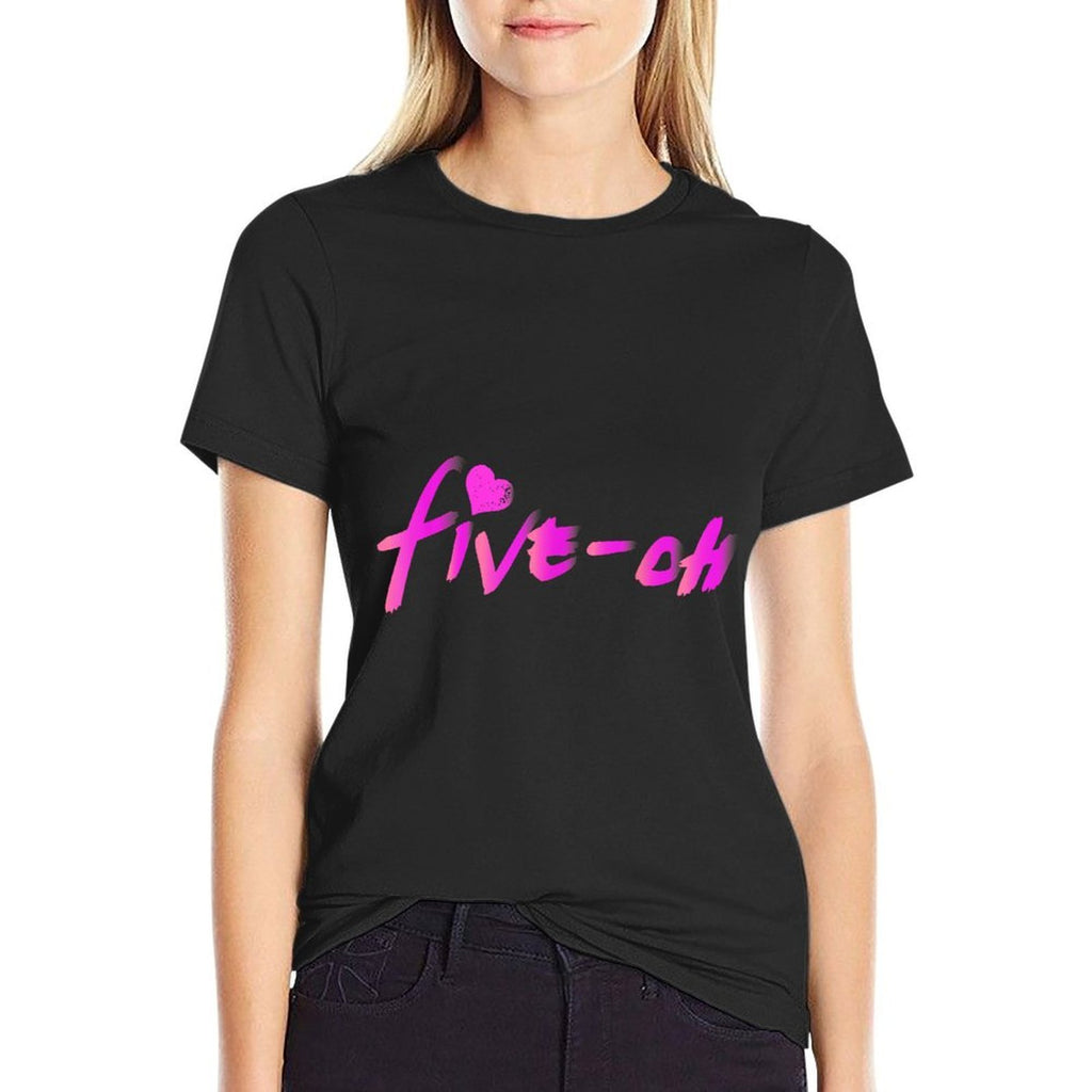 50th Birthday Girly Pink Heart Big Five Oh Fifty 50  Lightweight T-Shirt