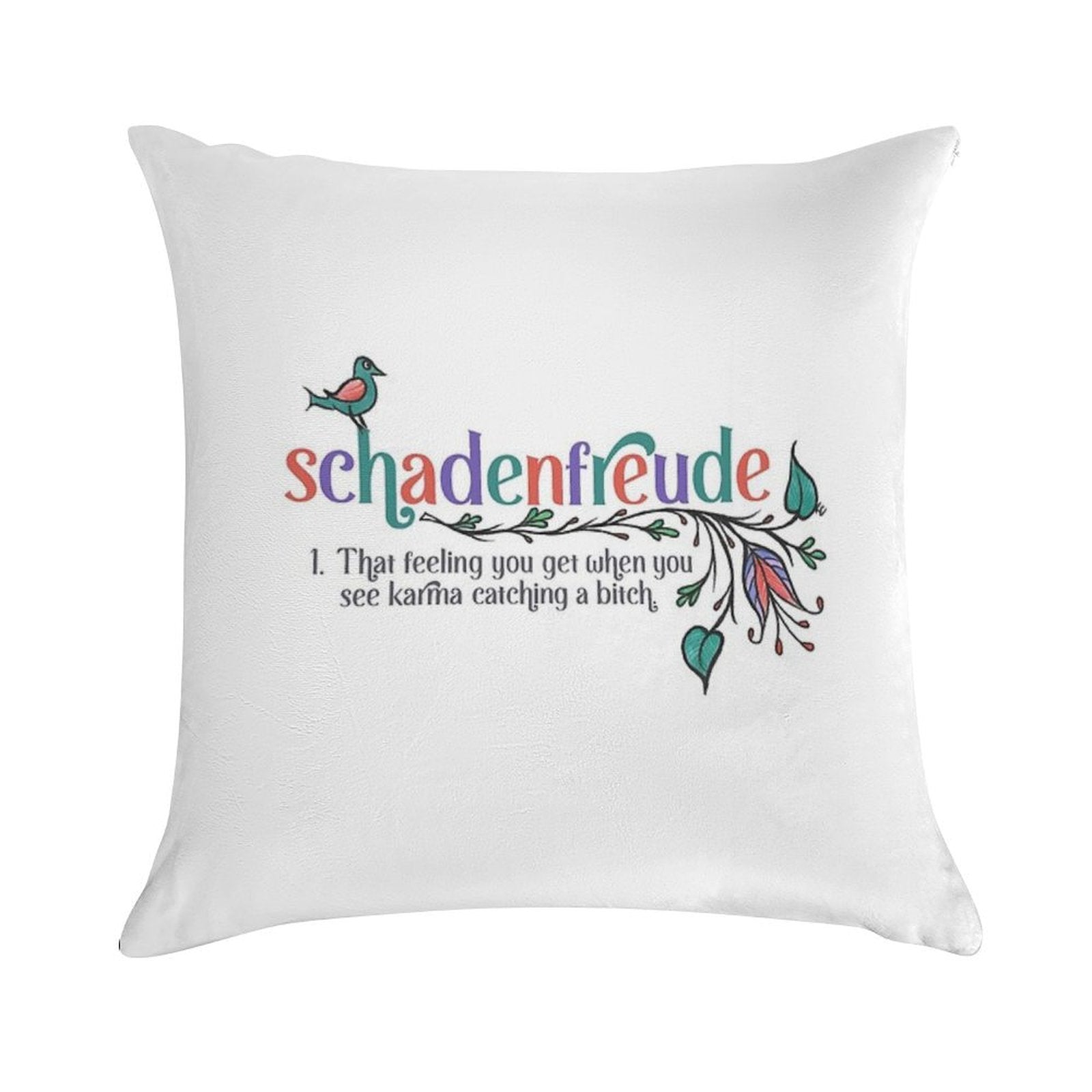 Schadenfreude - Definition with German Folk Flowers Soft Warmth Comfort Throw Pillow