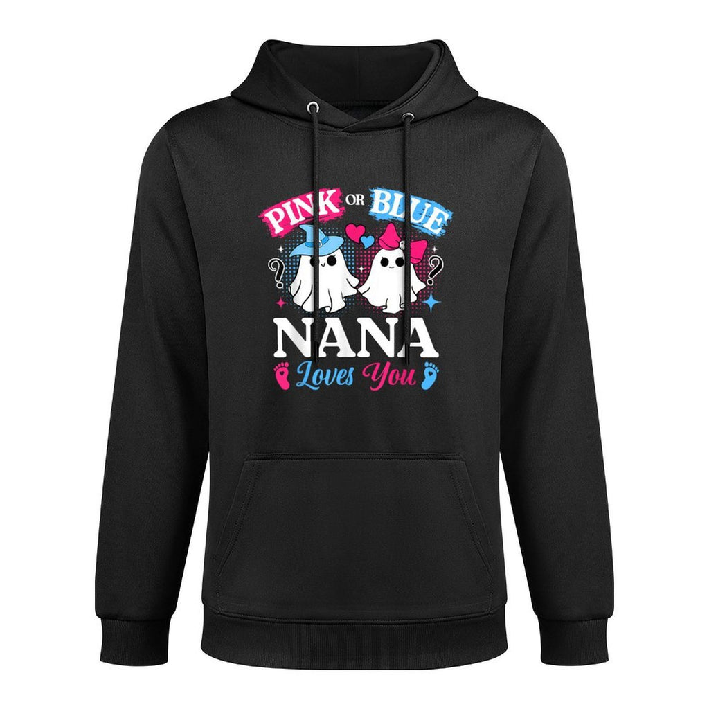 Pink Or Blue Nana Loves You Gender Reveal Halloween Cotton-Polyester Blend Hoodie