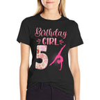 5th Birthday Girl Gymnastics Rainbow Gymnast 5 Years Old  Summer-ready Fabric T-Shirt