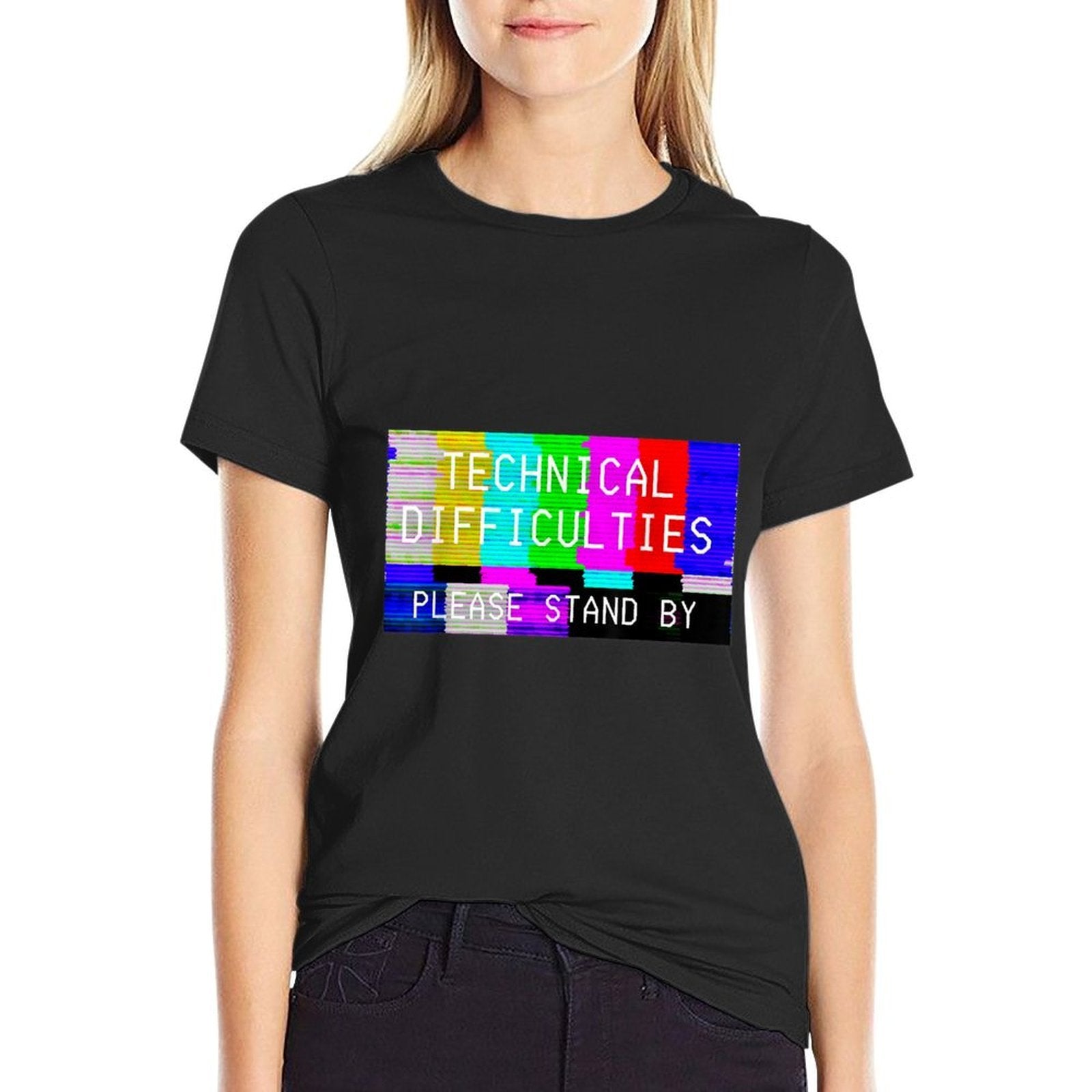 Glitchy Technical Difficulties Please Stand By TV  Graphic-printed T-Shirt