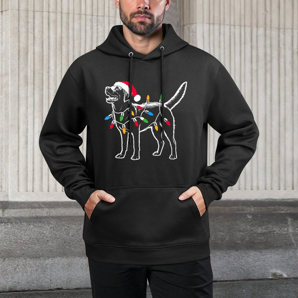 Funny Santa Labrador Retriever Christmas Lights Dog Lover for Men Women Pilling-Resistant Hoodie