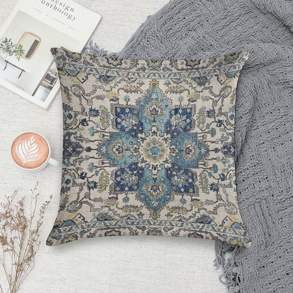Persian Vintage Gray Blue Soft Easy Maintenance Throw Pillow