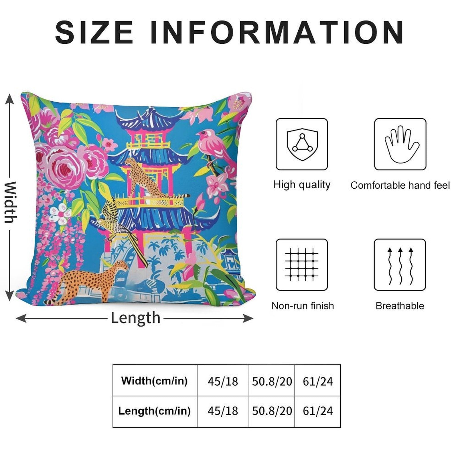 Preppy Cheetah in Chinoiserie Garden in Pink And Cornflower Blue Soft Decorative Cover Throw Pillow