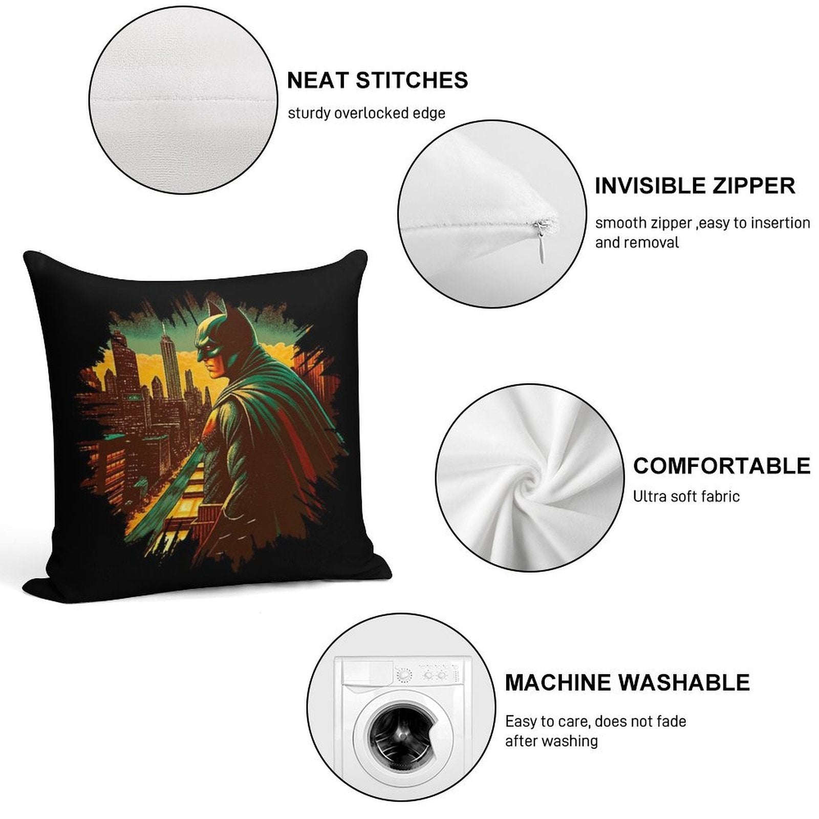 The Dark Knight Soft Washable Throw Pillow