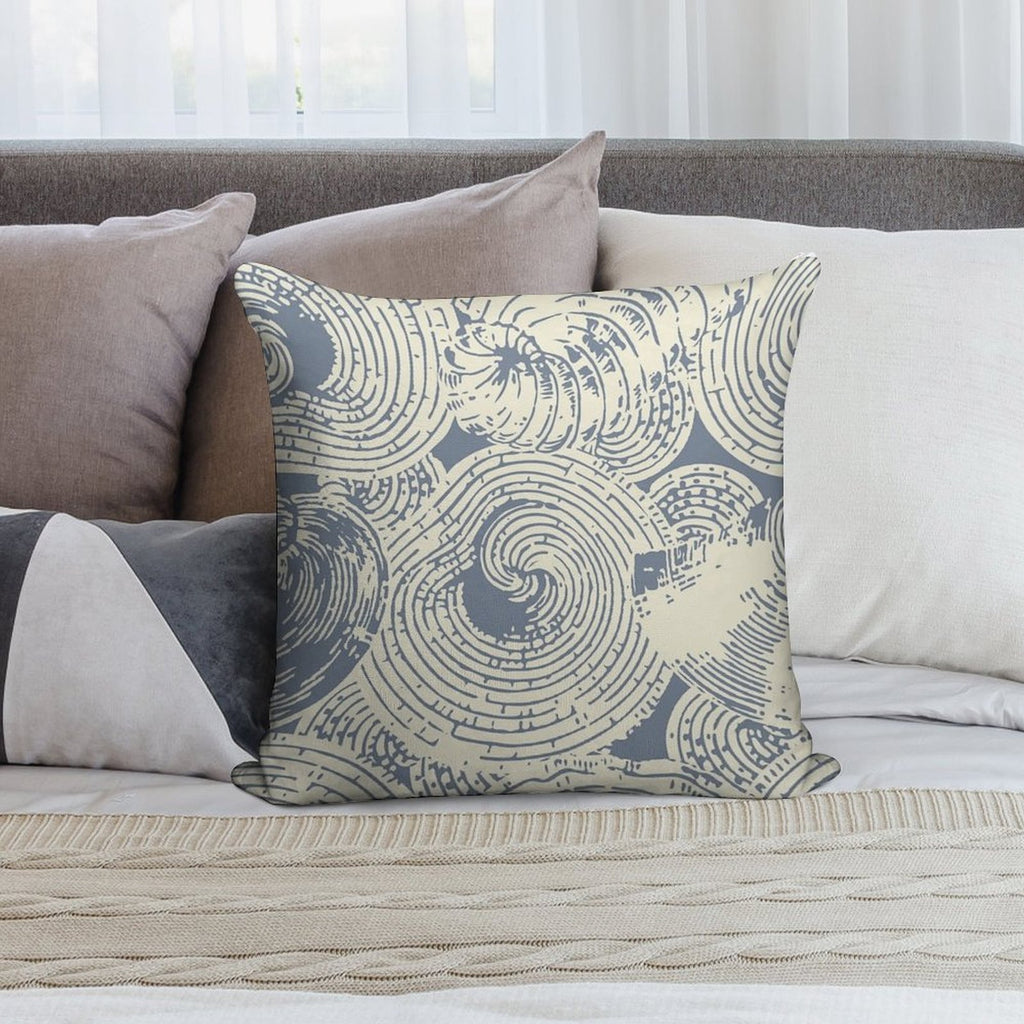 Shells And Swirls, Cool Gray And Cream Soft Washable Throw Pillow