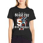 5 Birthday Boy Astronaut Astronomy 5th Year Old Birtday  Fade-proof Color T-Shirt
