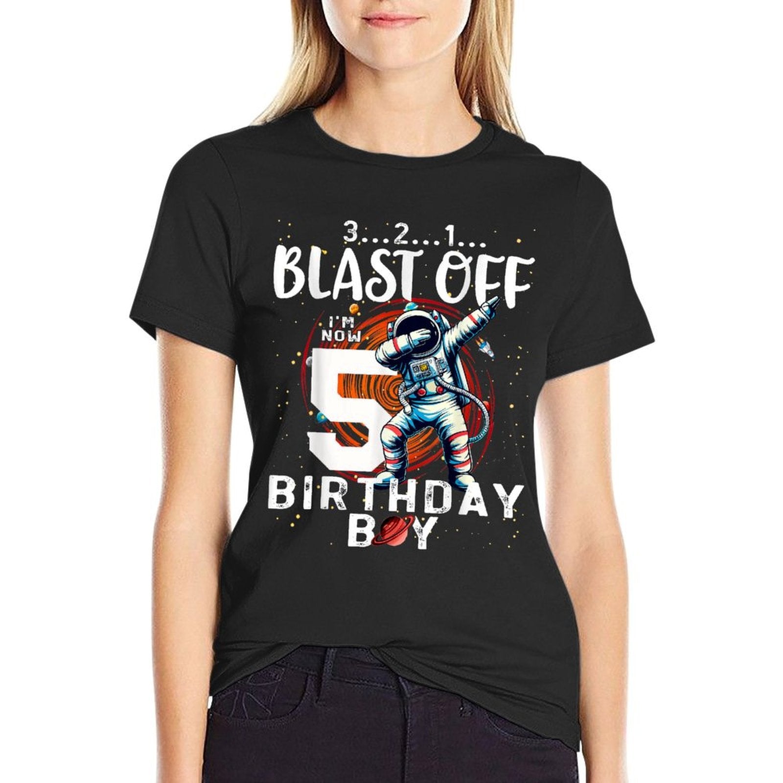 5 Birthday Boy Astronaut Astronomy 5th Year Old Birtday  Fade-proof Color T-Shirt