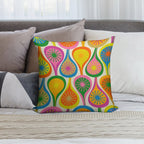 Colorful And Bright Mid Century Modern Atomic Drops Retro Pattern Soft Gift Ready Throw Pillow