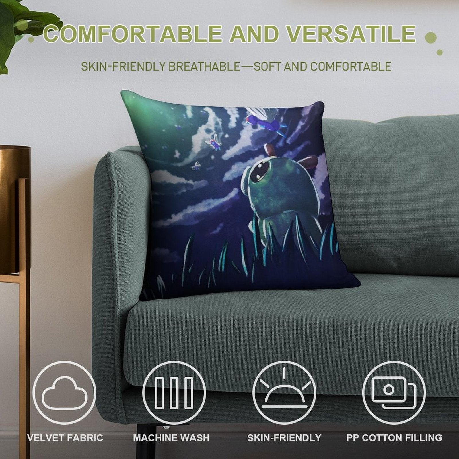 Dream of Caterpie Soft Skin-Friendly Throw Pillow