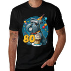 Miniature Schnauzer Dog 80th Birthday Themed Party 80  Tagless Design T-Shirt